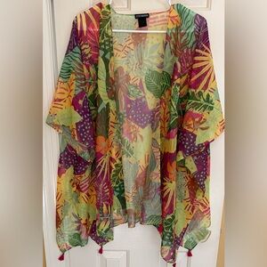 STEVE MADDEN Tropical Sheer Kimono Cover-up